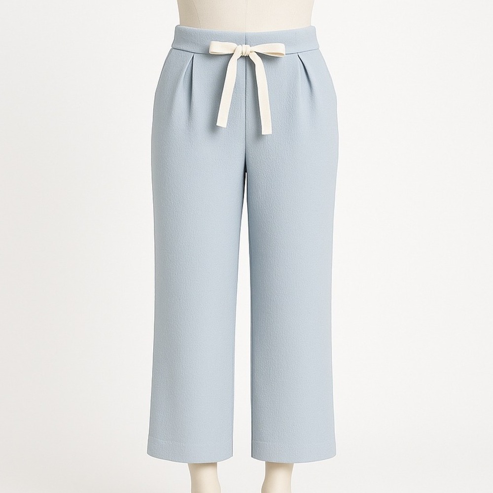 Aritzia Light Blue Cropped Pants with Cream Tie